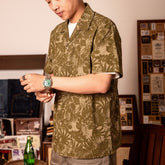 Vintage Printed Seersucker Cuban Collar Shirt